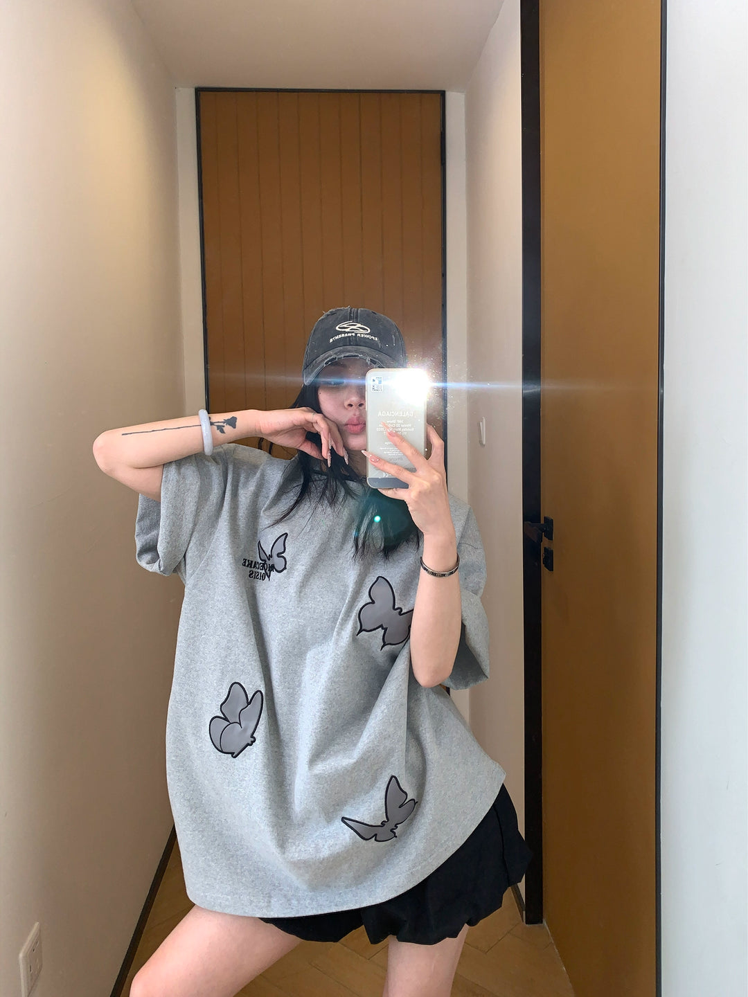 Cartoon Butterfly Embroidered T-shirt