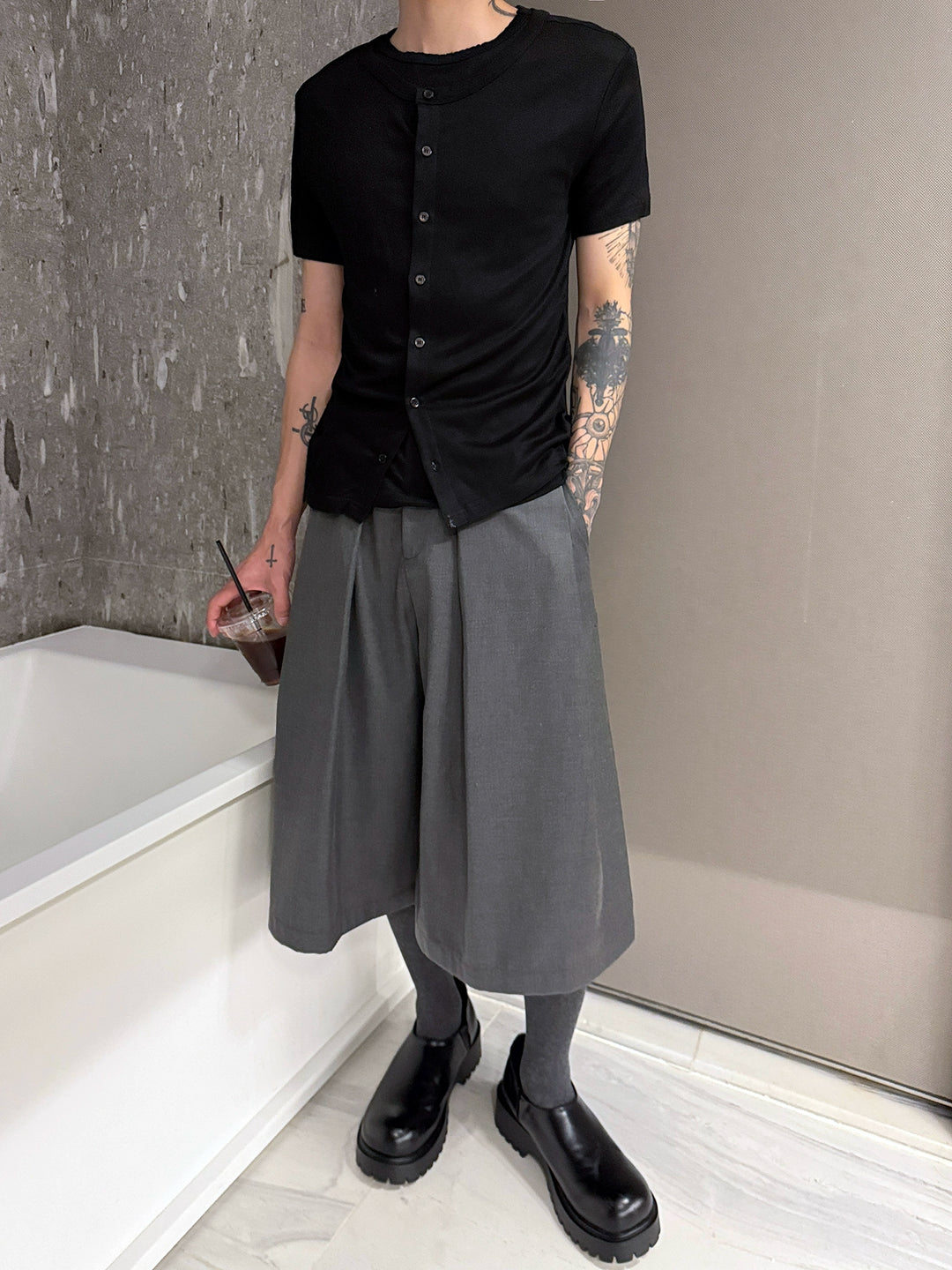 Koreanischer Stil lässige weite Beinhosen 