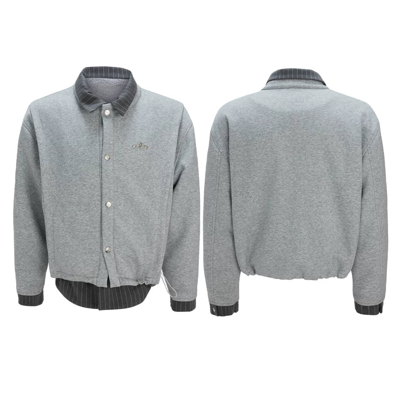 Faux Two-Piece Striped Sweater Jacket