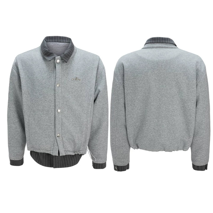 Faux Two-Piece Striped Sweater Jacket