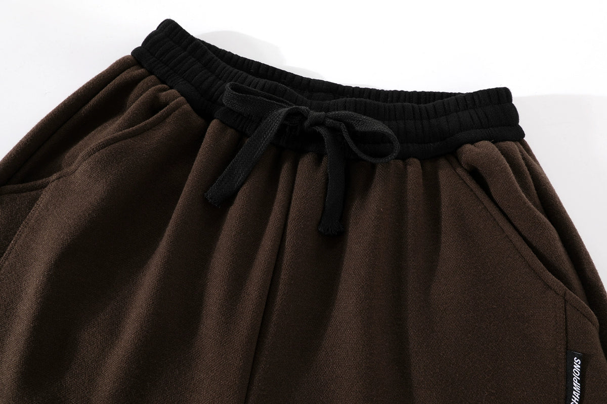 Elastic Waist Velvet Pockets Pants