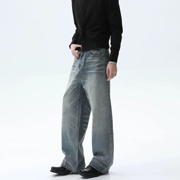 Washed Distressed Straight Leg Pants