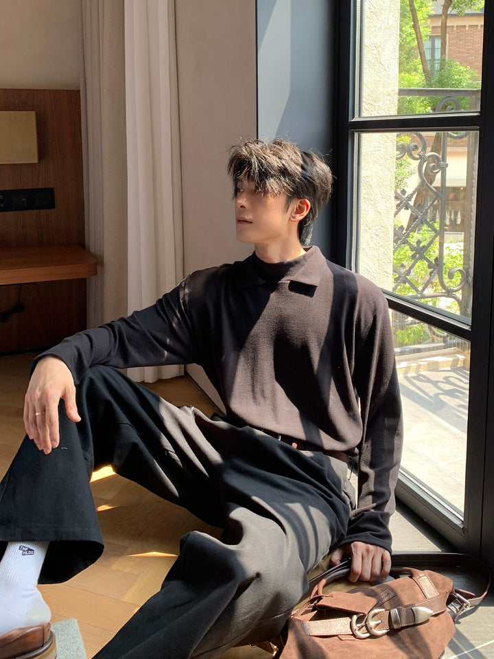Collared Knit Bottoming Shirt
