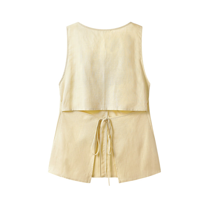V-Neck Sleeveless Ruched Tank Top