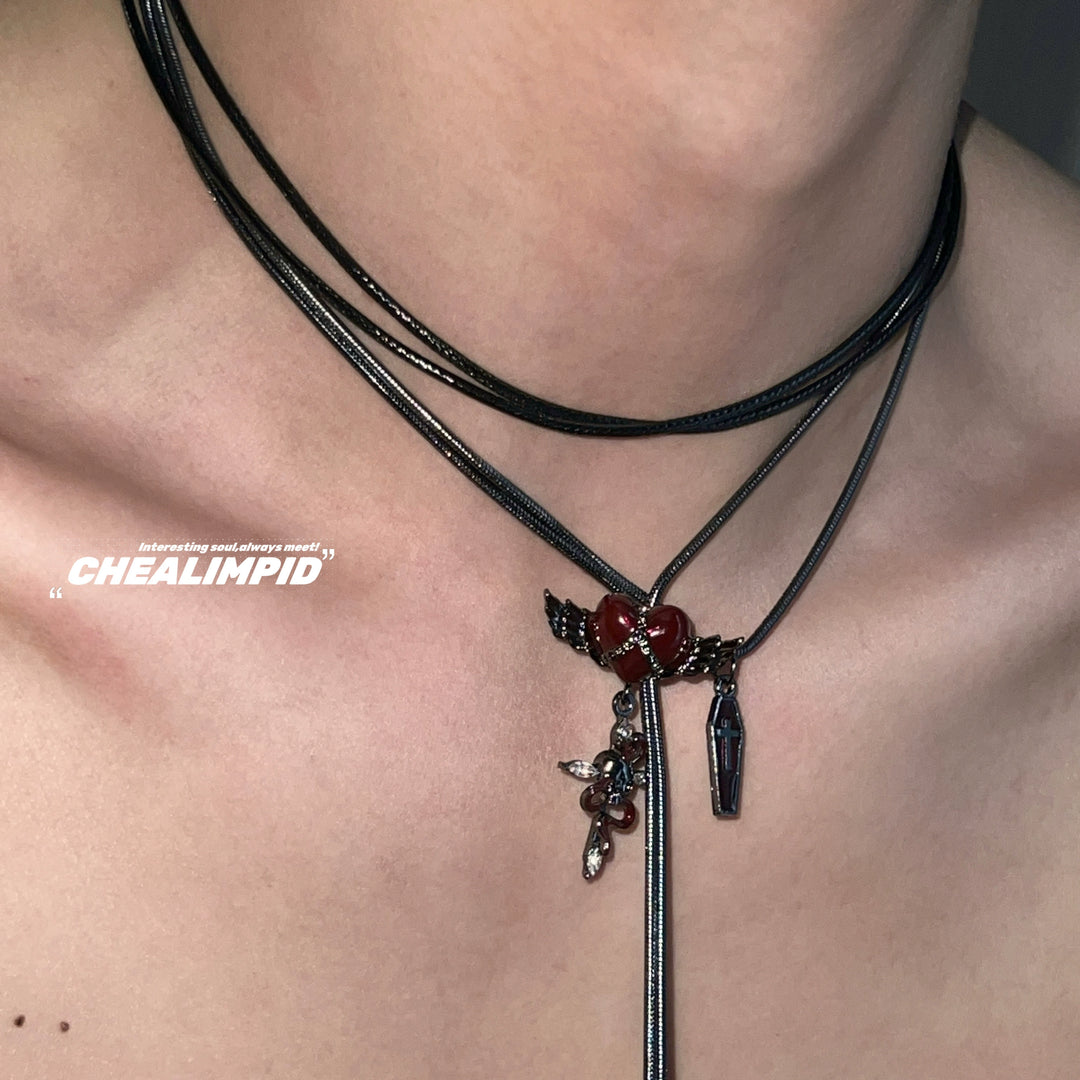 Multi-Layer Cross Heart Punk Necklace