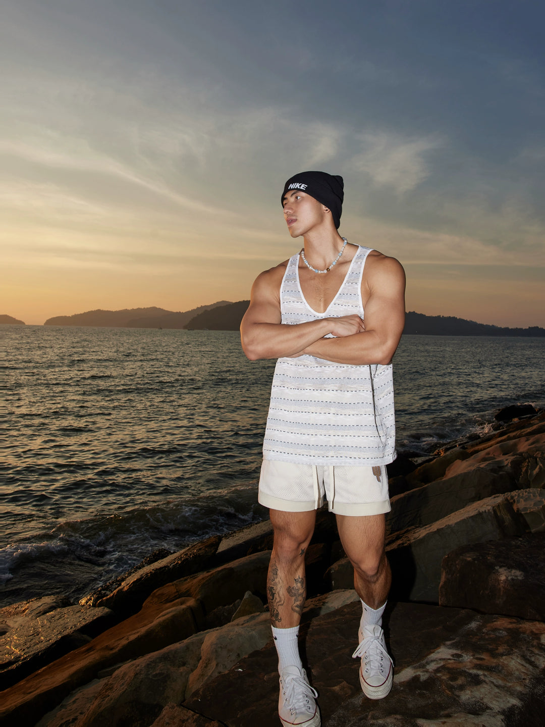 Striped Loose Fit Sports Vest