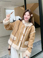 Suede Lamb Wool Hooded Fur Coat