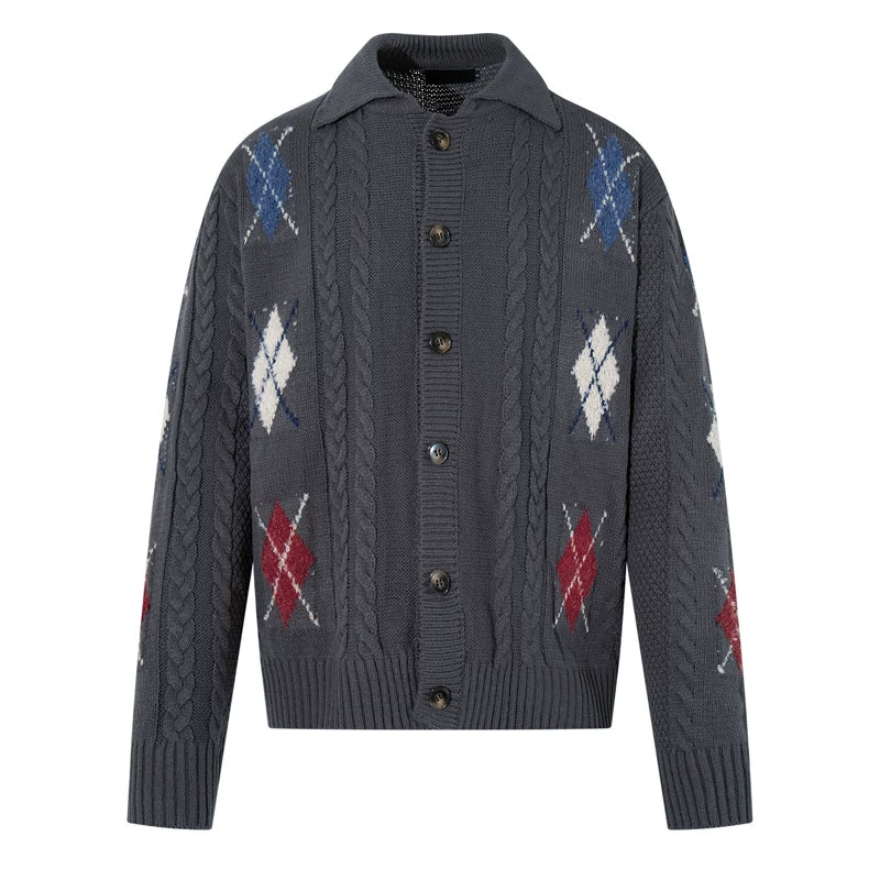 Diamond Pattern Cable Knit Cardigan