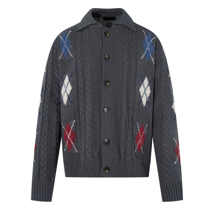 Diamond Pattern Cable Knit Cardigan