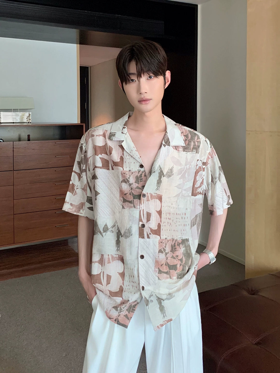 Loose Short Sleeve Floral Shirt