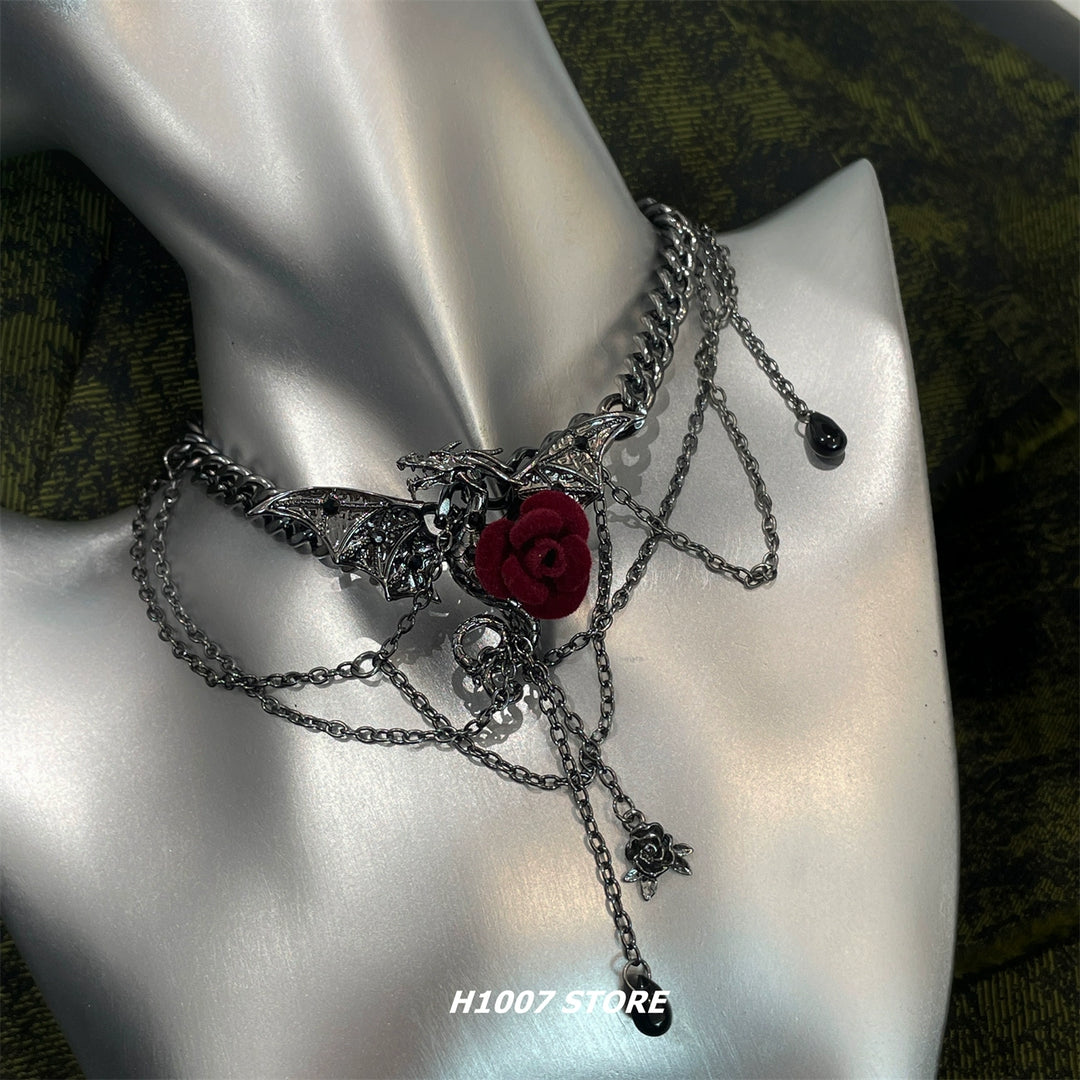Gothic Dragon Rose Choker Choker