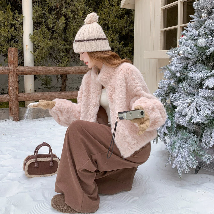 Veste d'hiver en fausse fourrure courte 