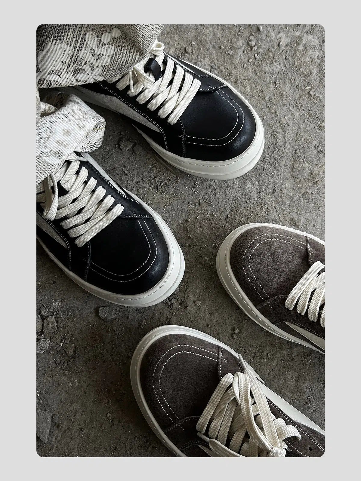 Inverted Curled Toe Leather Sneakers