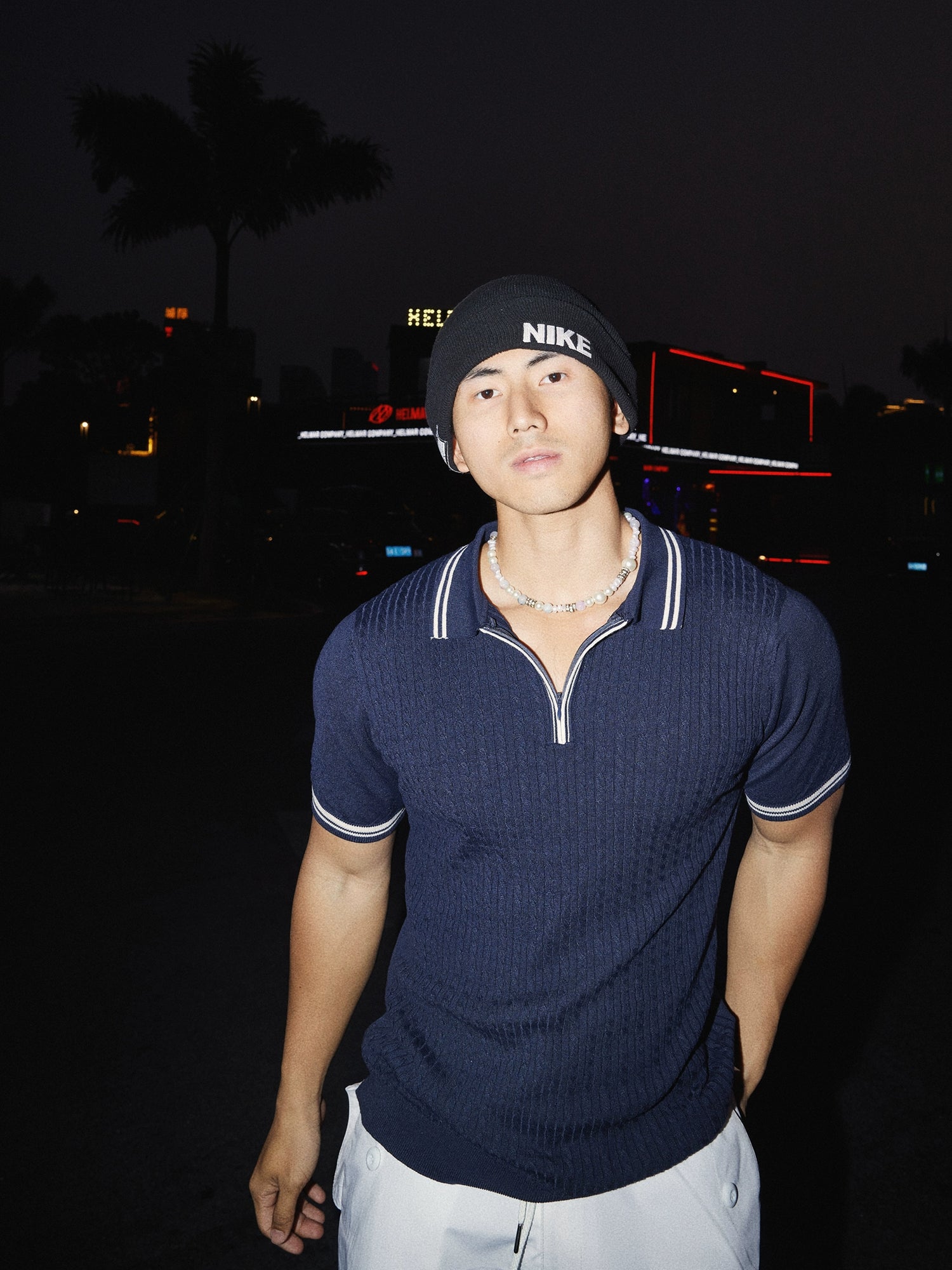 Retro Halb-Zip Strick Polo-Shirt 