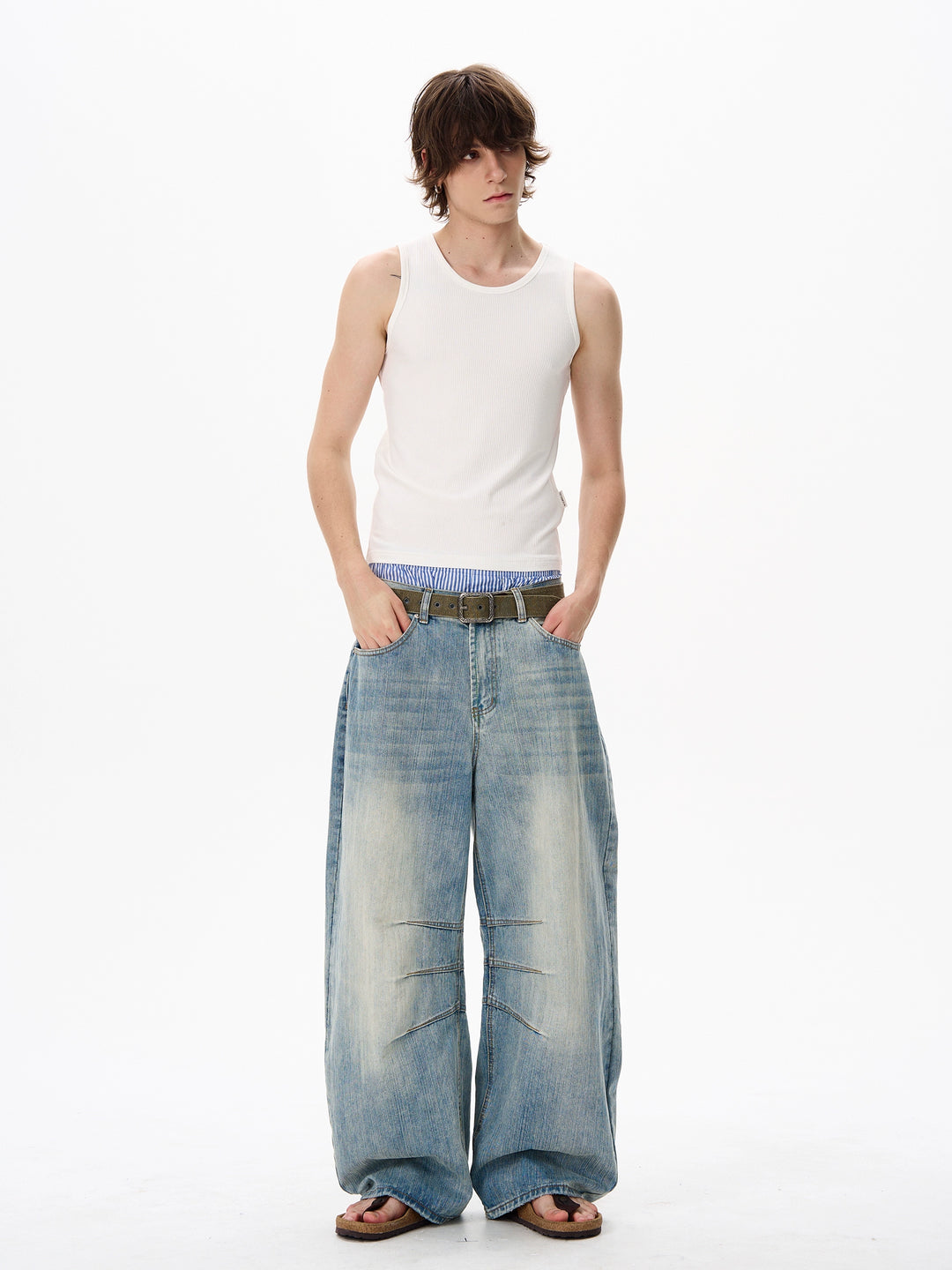 Slim Fit Geribbelde Mouwloze Sporttop 