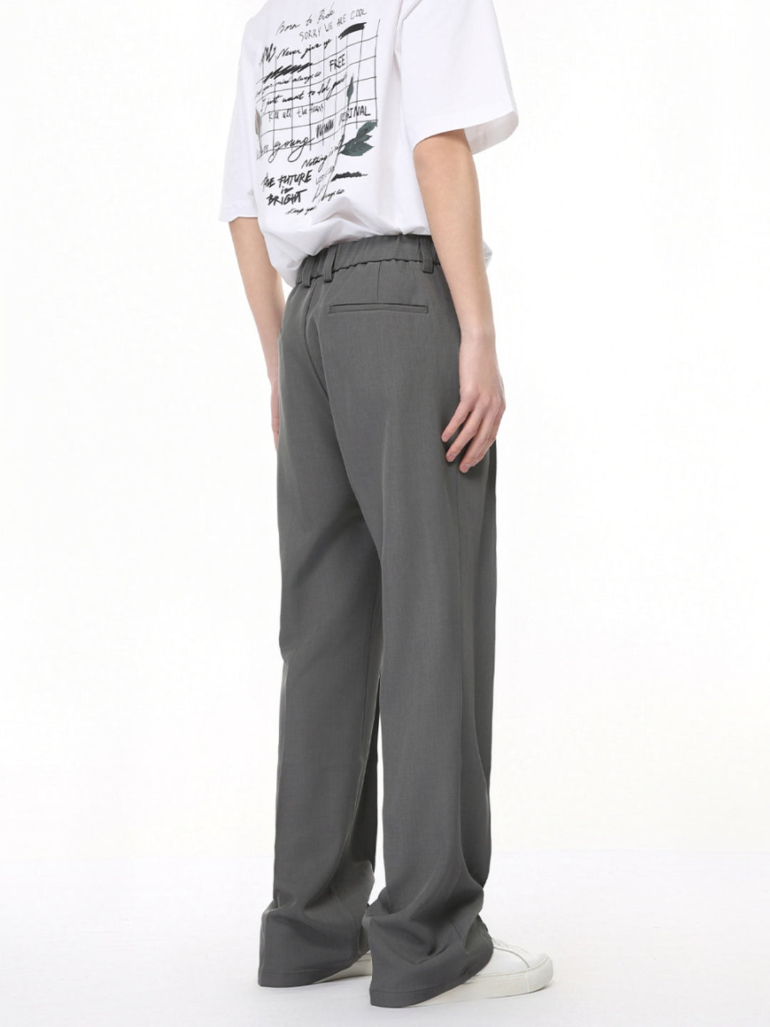 Pantalones de traje acampanados para hombres con cintura elástica 