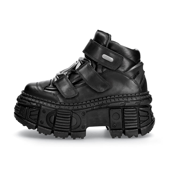 Retro Platform Leather High-Top Shoes