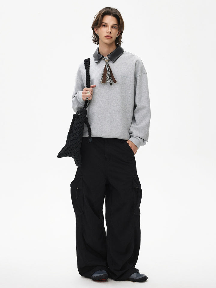 Henry Collar Long Sleeve Polo Sweatshirt