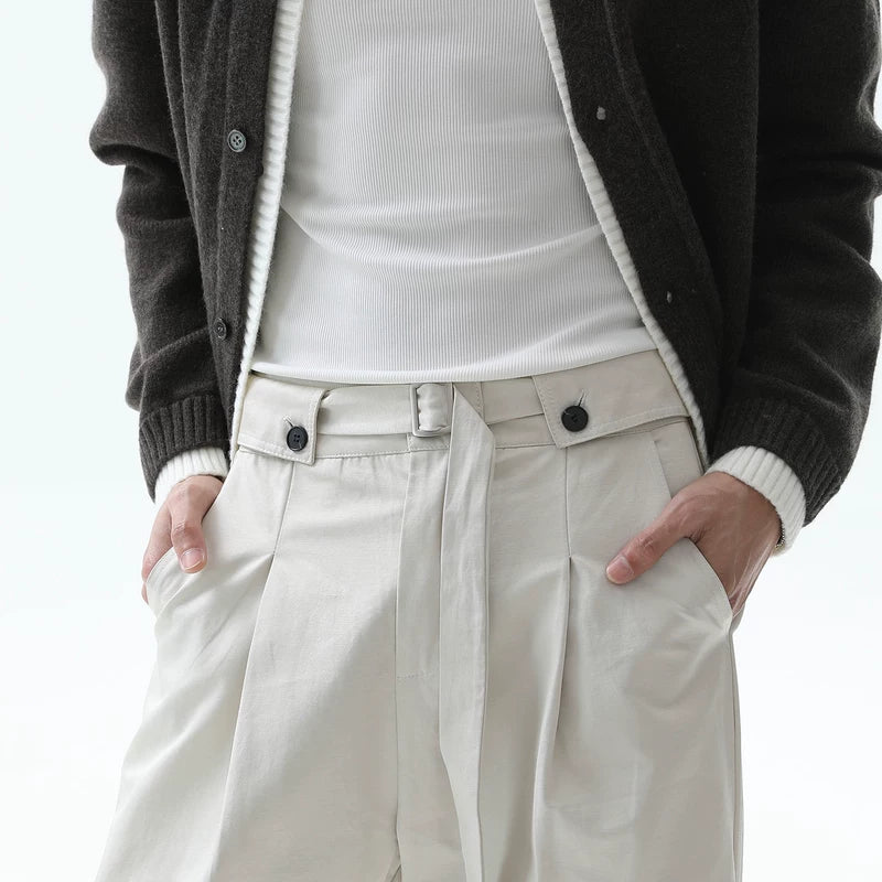Pleated Loose Fit Belted Relaxed Pants