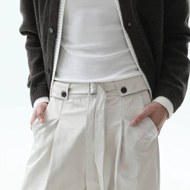 Pleated Loose Fit Belted Relaxed Pants