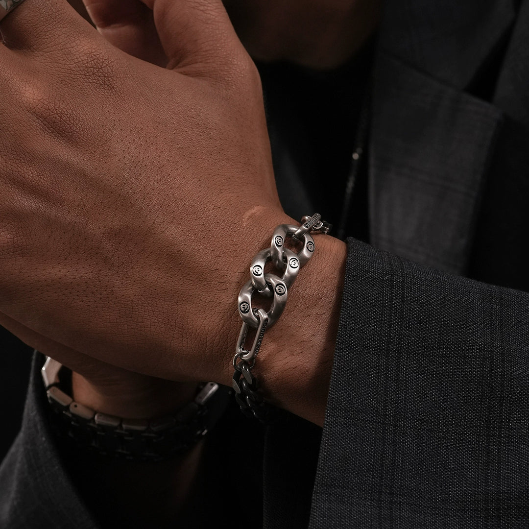 Široký kubánský řetěz náramek s úsměvem 