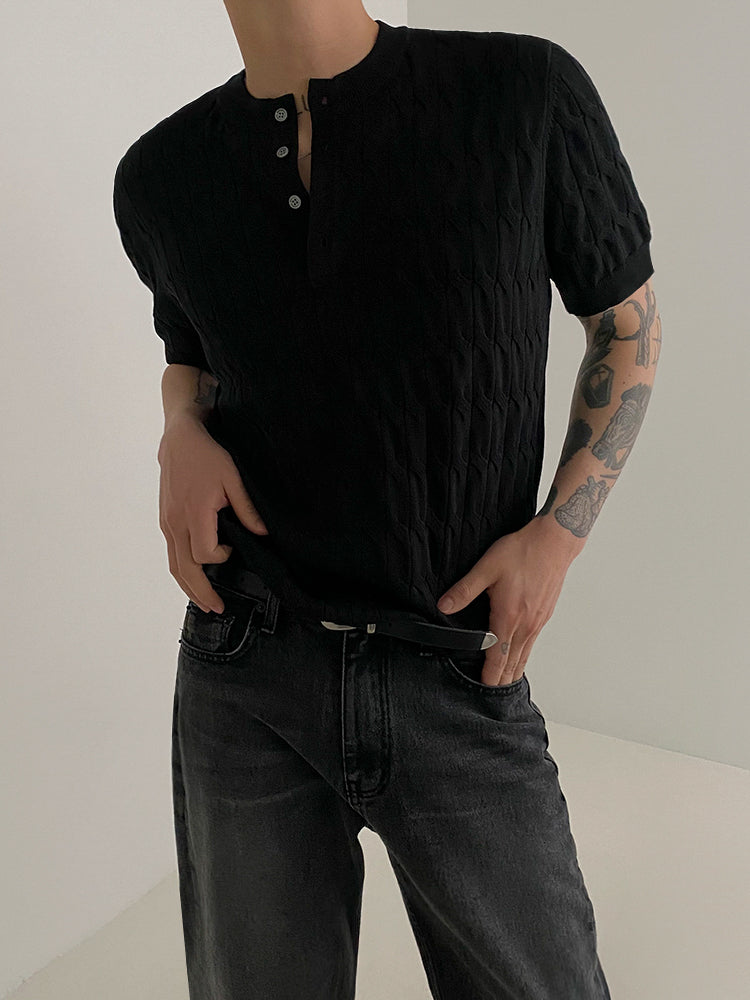 Henry Collar Short Sleeve Pullover