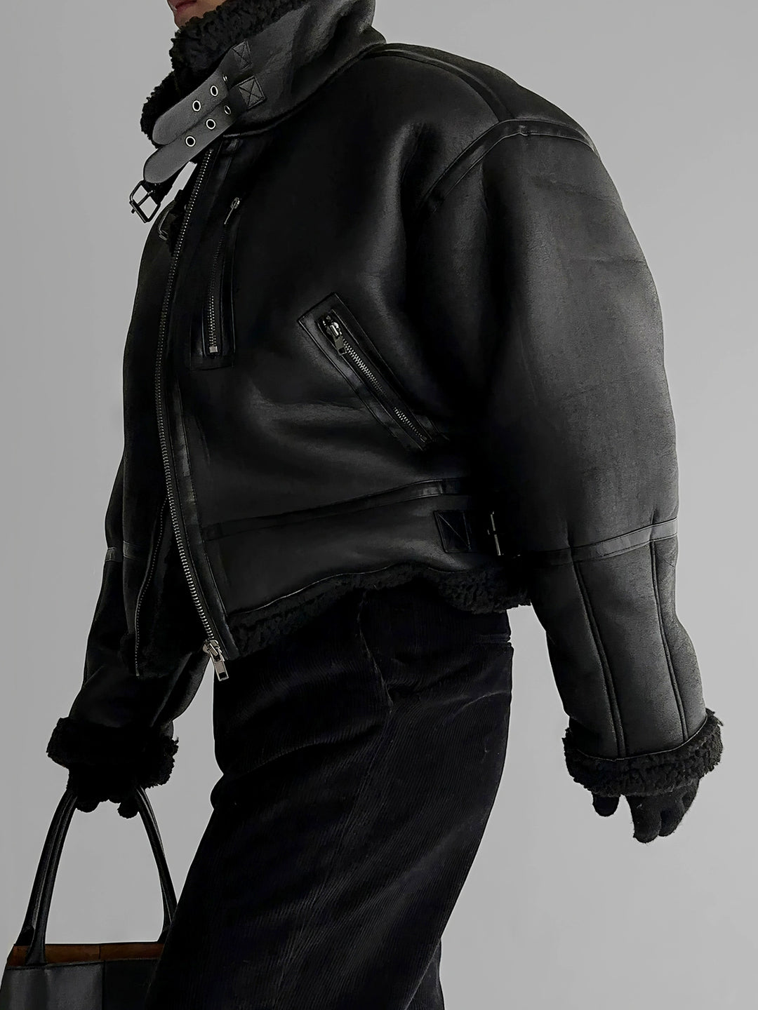Ståkrage shearling-fôret arbeidsjakke 