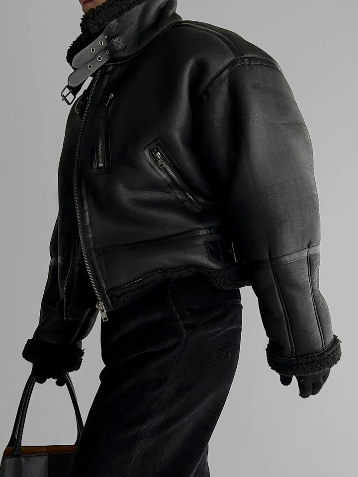 Ståkrage shearling-fôret arbeidsjakke 