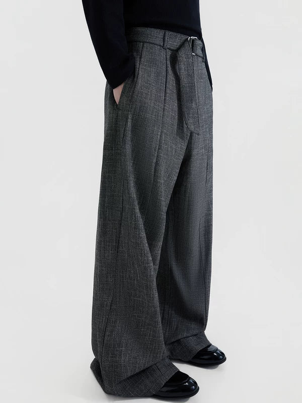 Brede Been Wolmix Met Ceintuur Broek 