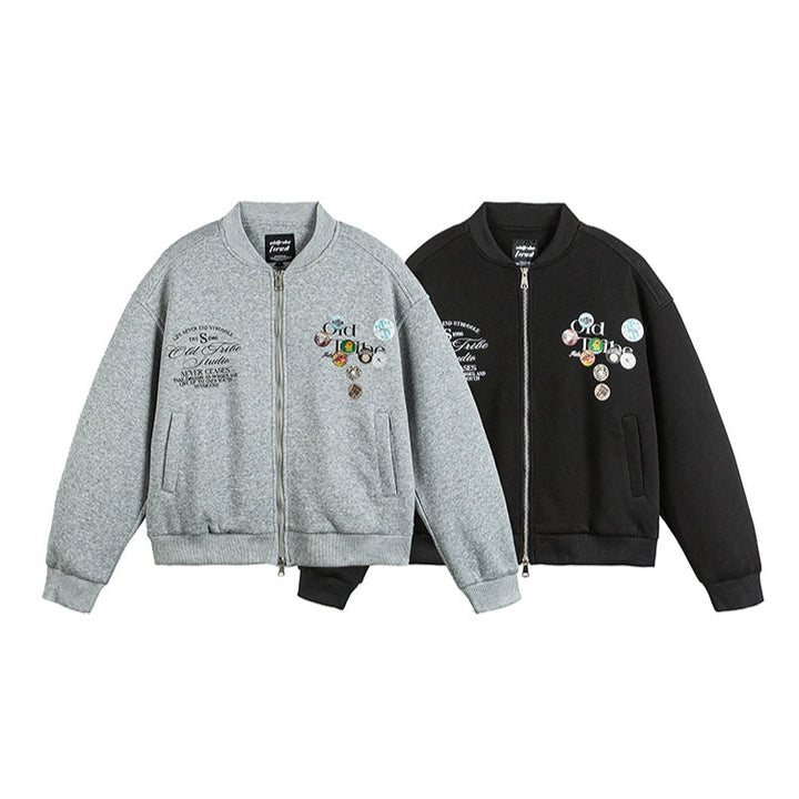 Veste de baseball à zip avec impression de badge 