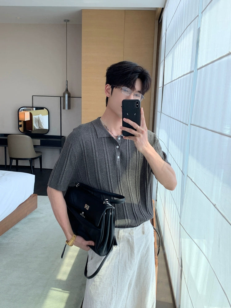 Lyocell Knit Short Sleeve Polo Shirt