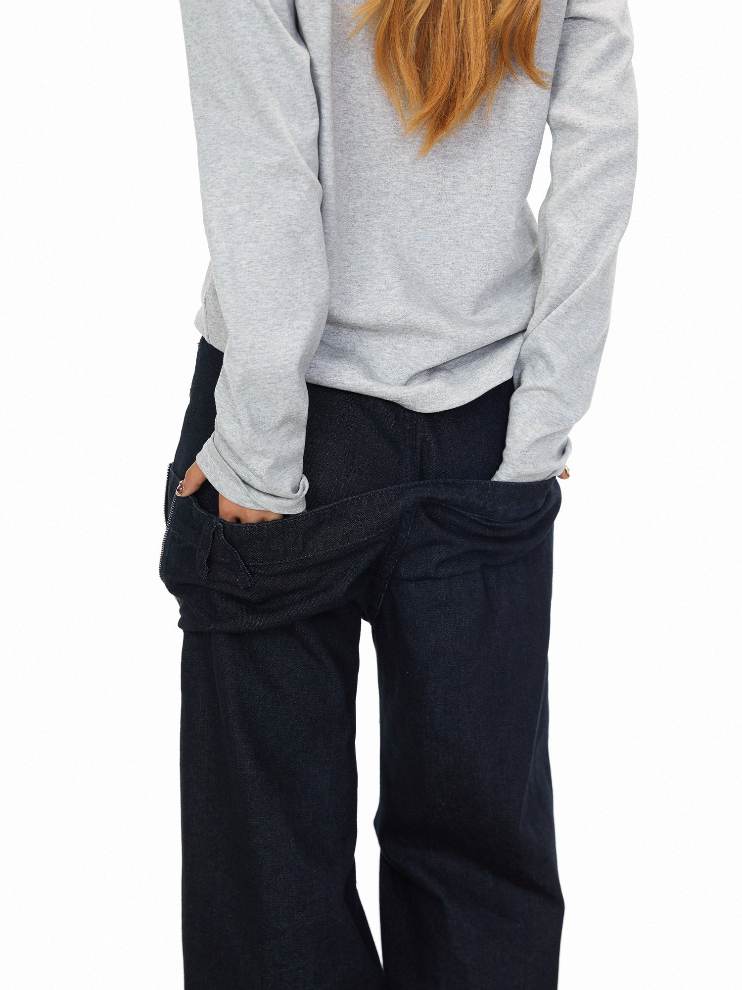 بنطلون واسع مستقيم ذو خصر مزدوج 