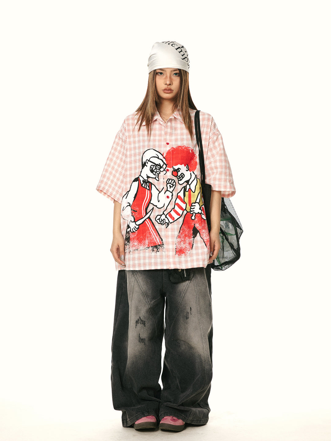 Retro Graffiti Clown Plaid Shirt