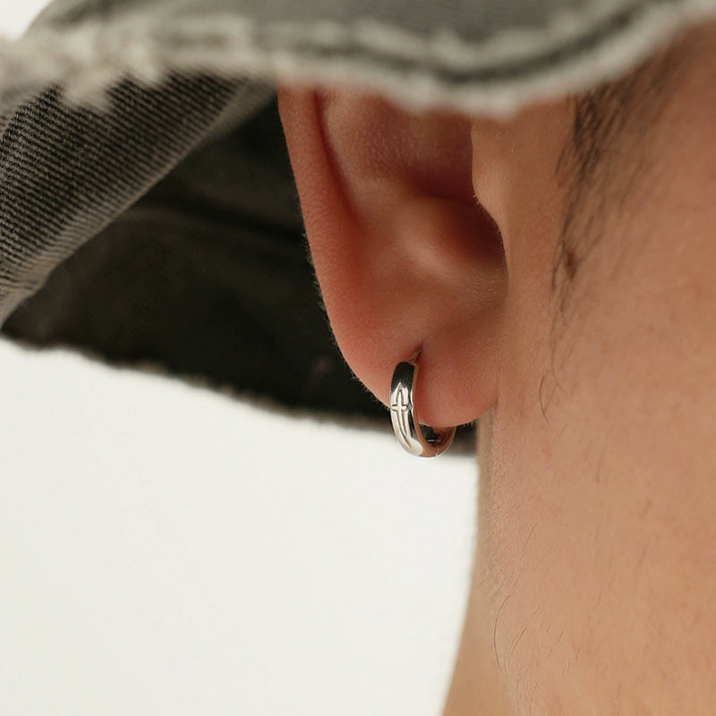 Sterling Silver Cross Hoop Earrings