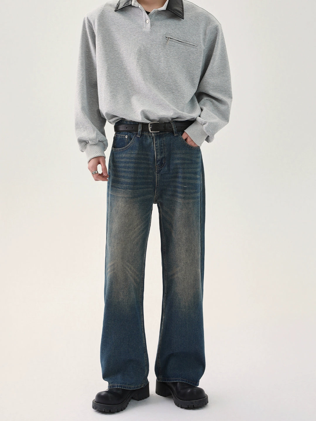 Jeans larges déchirés à jambes larges 