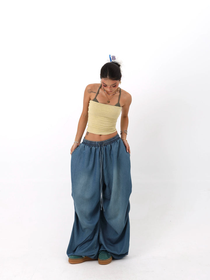 Loose Straight Denim Dance Pants