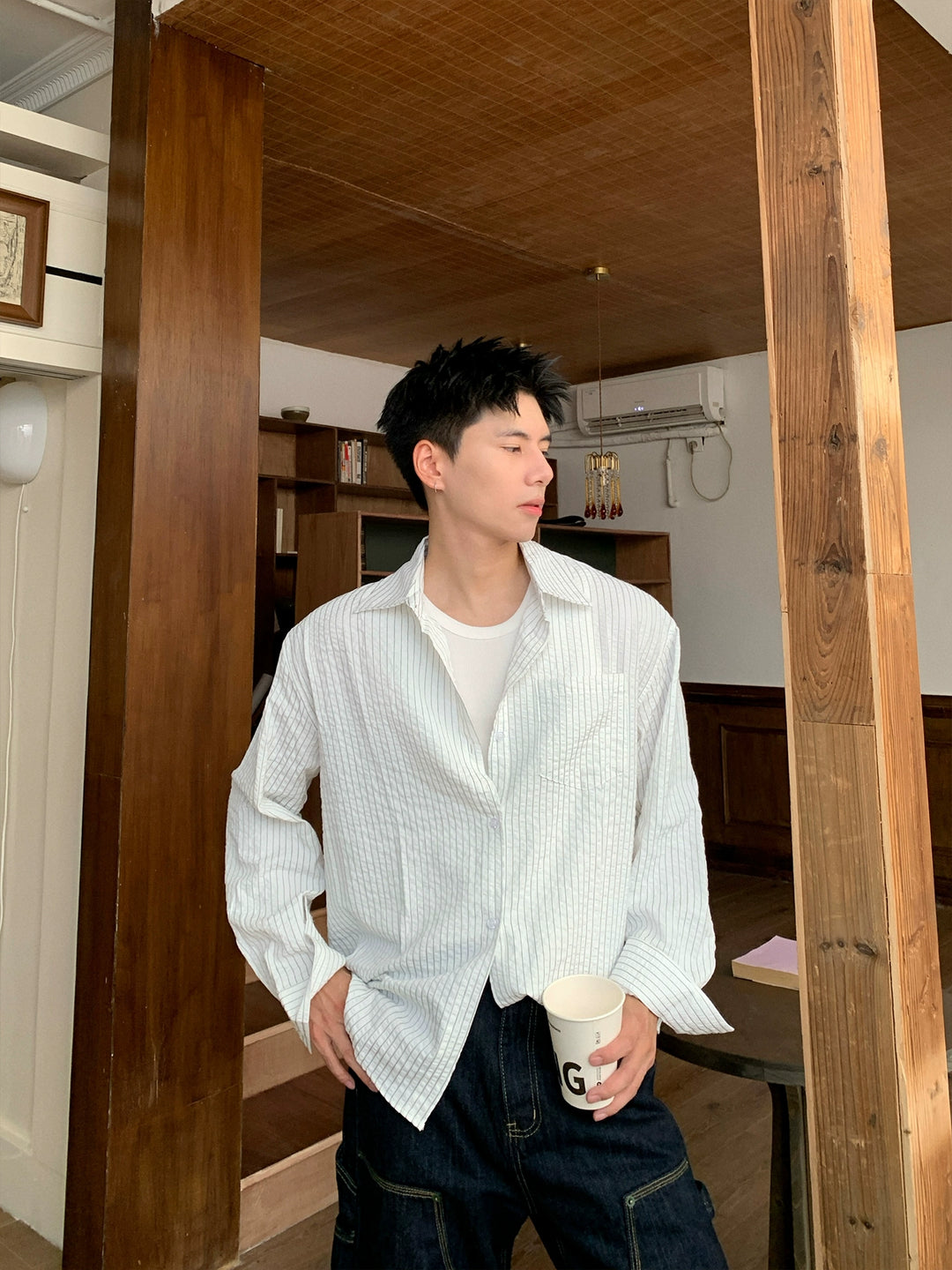 Textured Casual Button-Up Shirt
