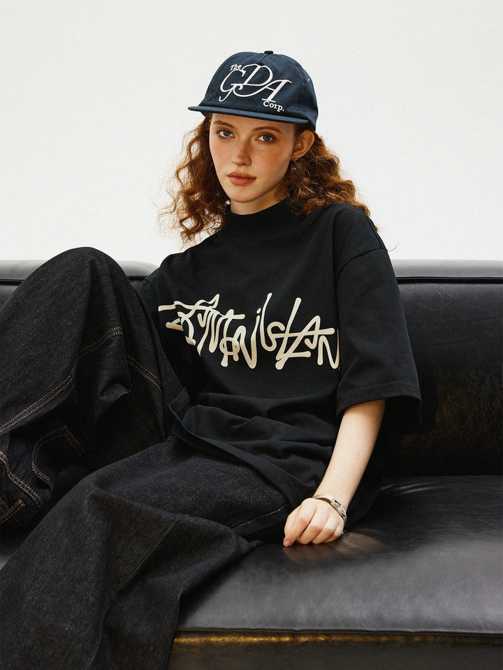 Retro Letter High Collar Casual Turtleneck