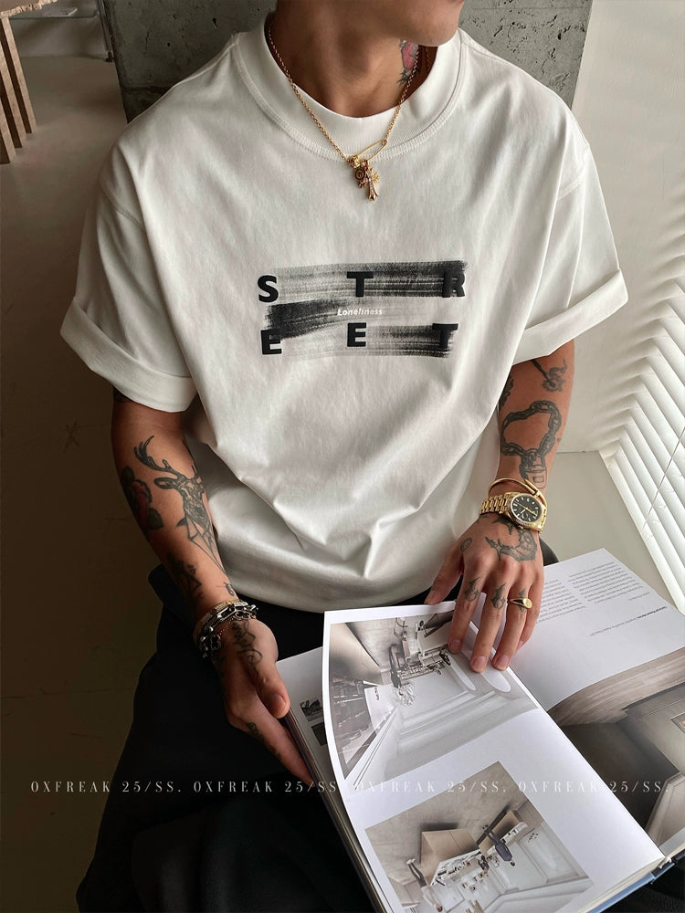 Letter Print Heavyweight Short-Sleeved T-shirt
