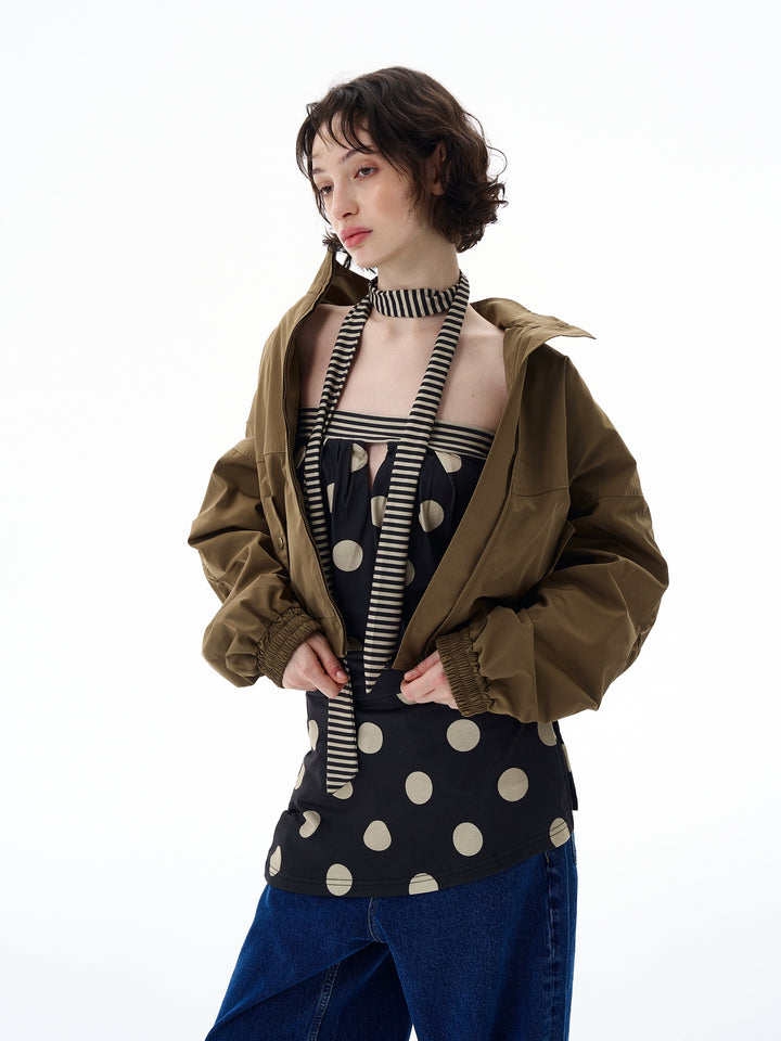 Chaqueta cortavientos de estilo retro corto 