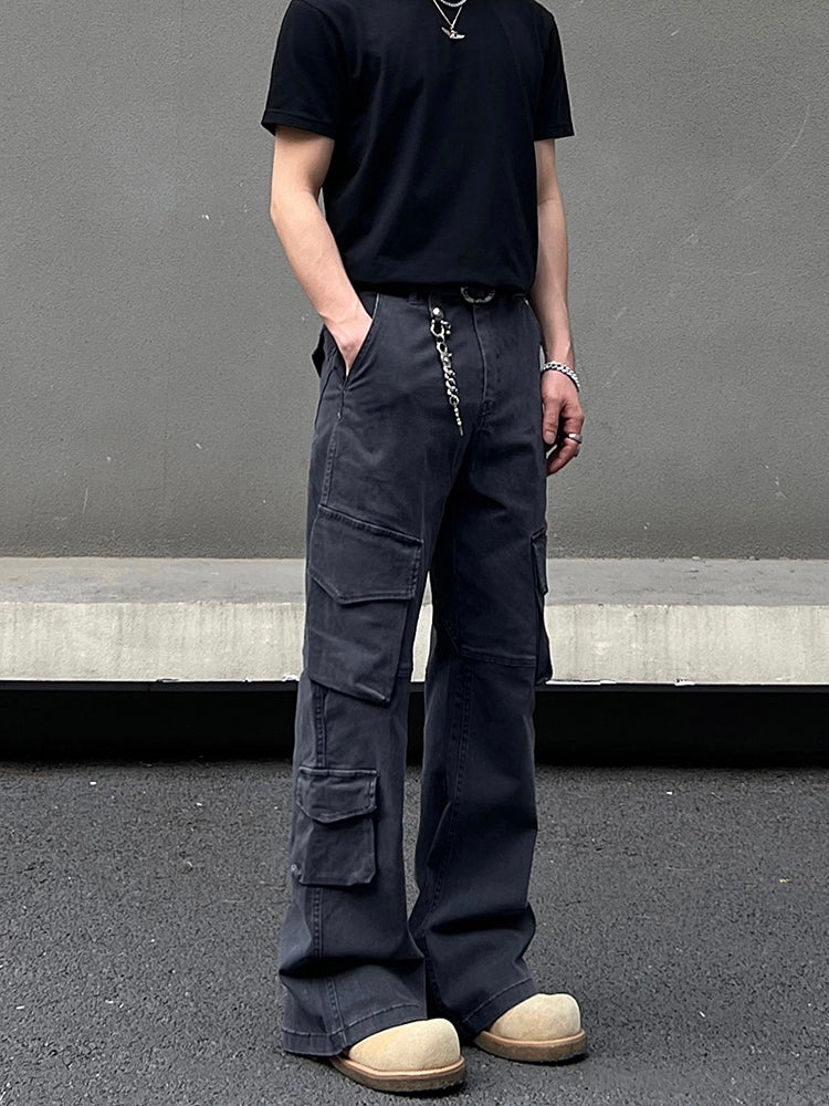 Vintage Multi-Pocket Flared Pants