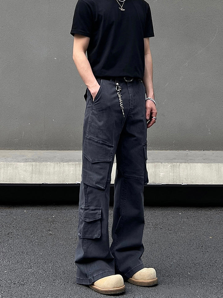 Vintage Multi-Pocket Flared Pants