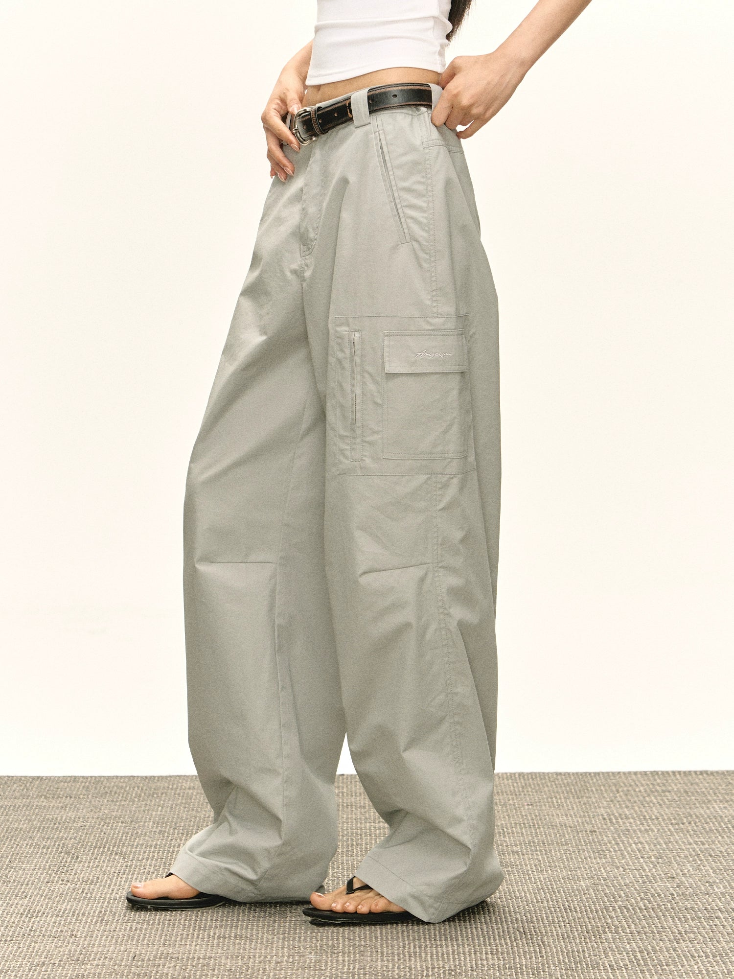 レトロワイドレッグカジュアルパンツ 