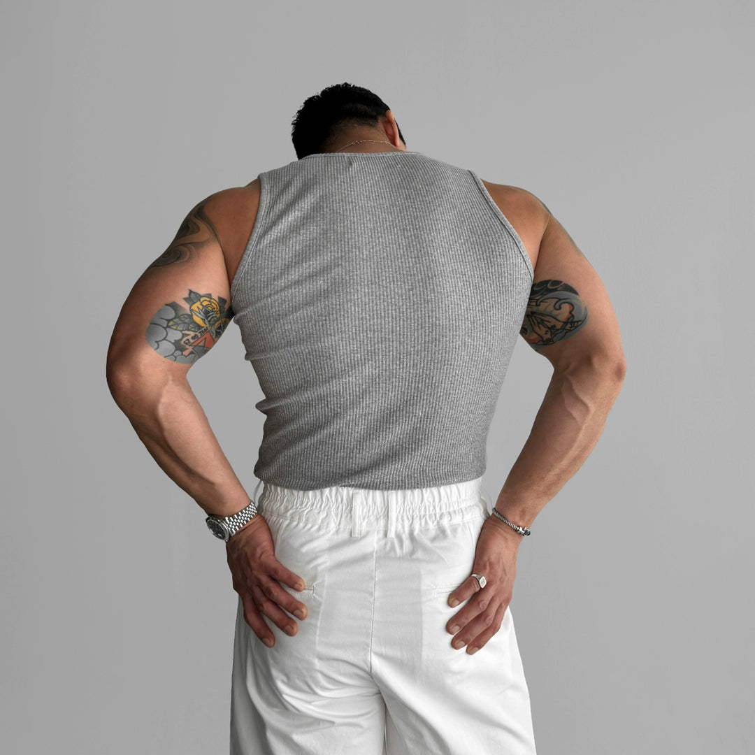 Rippstrick Stretch ärmelloses Muskelshirt 