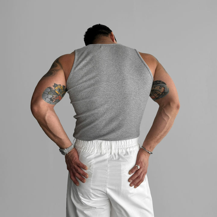 Rippstrick Stretch ärmelloses Muskelshirt 