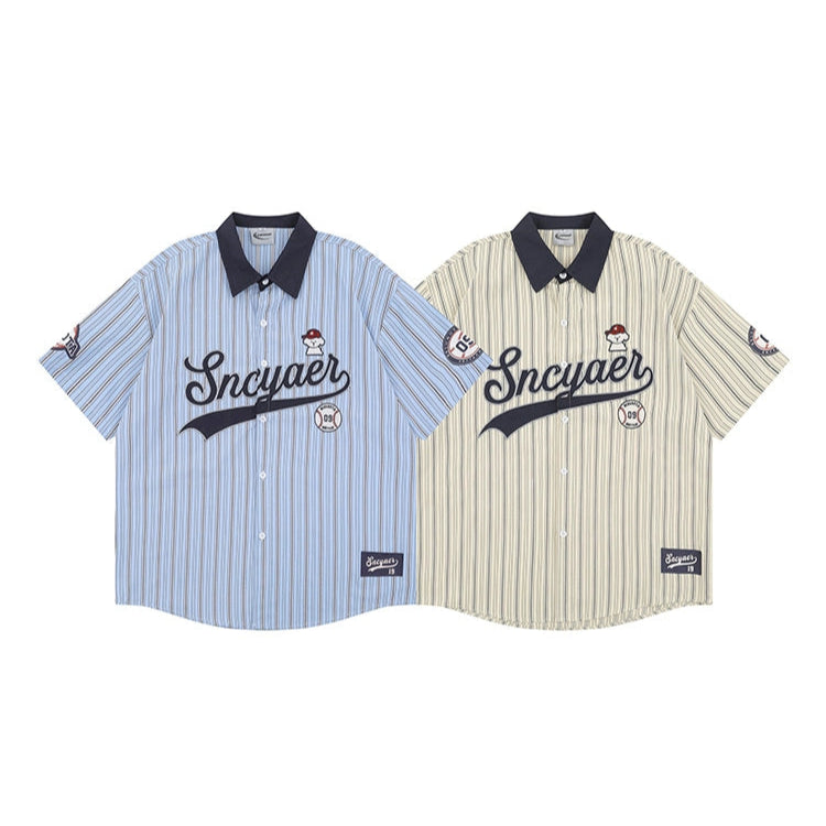 Striped Baseball Puppy Short Sleeve Shirt