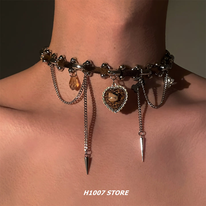 Heart Pendant Chain Choker Necklace