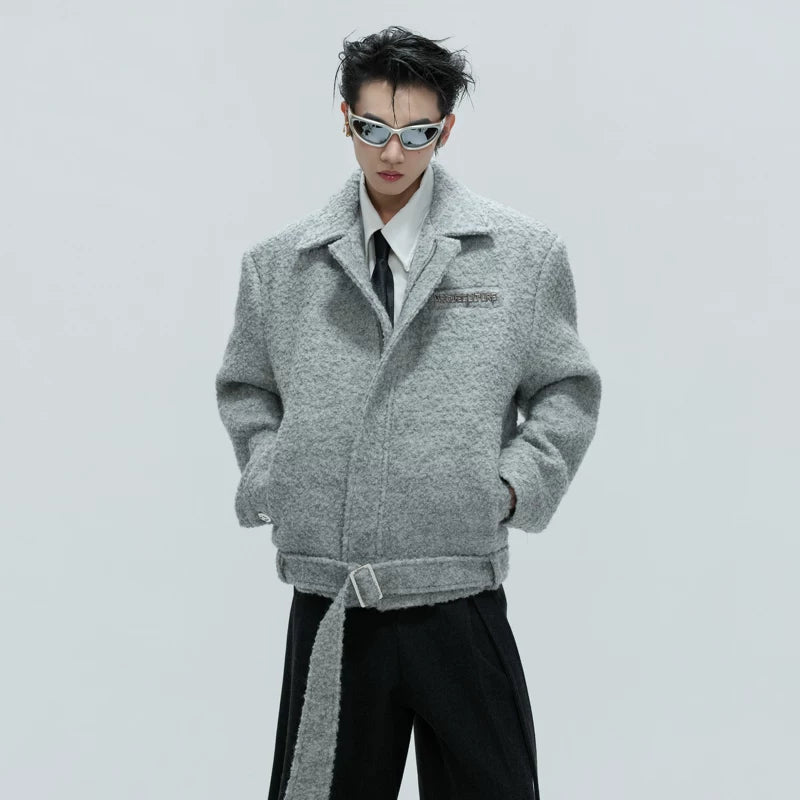 Detachable Fur Collar Textured Cotton Jacket