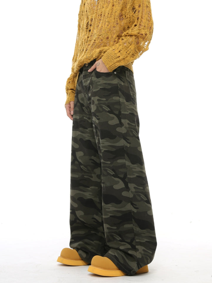 Pantalons droits de camouflage à longueur de sol 
