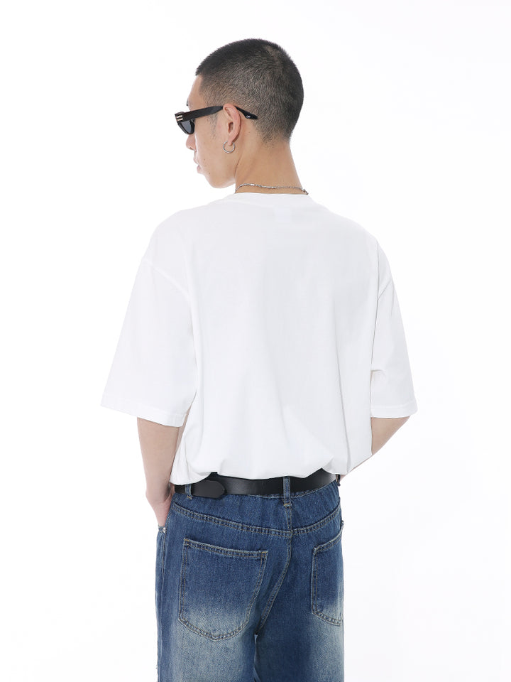 ルーズラウンドネックプリントTシャツ 